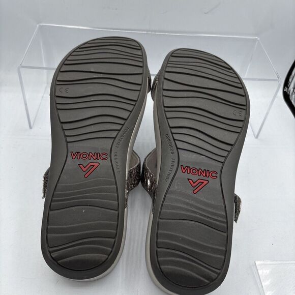 Vionic Pacific Ellie Metallic Snake Pewter Silver Comfort Sandals Women's Size 8 - Picture 7 of 10